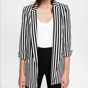 Zara basic striped long blazer